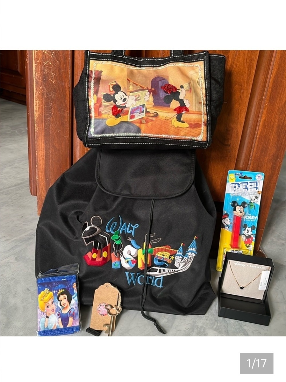 Disney +Baublebar Bundle authentic Disney Backpack & bag Necklace Wallet Pez